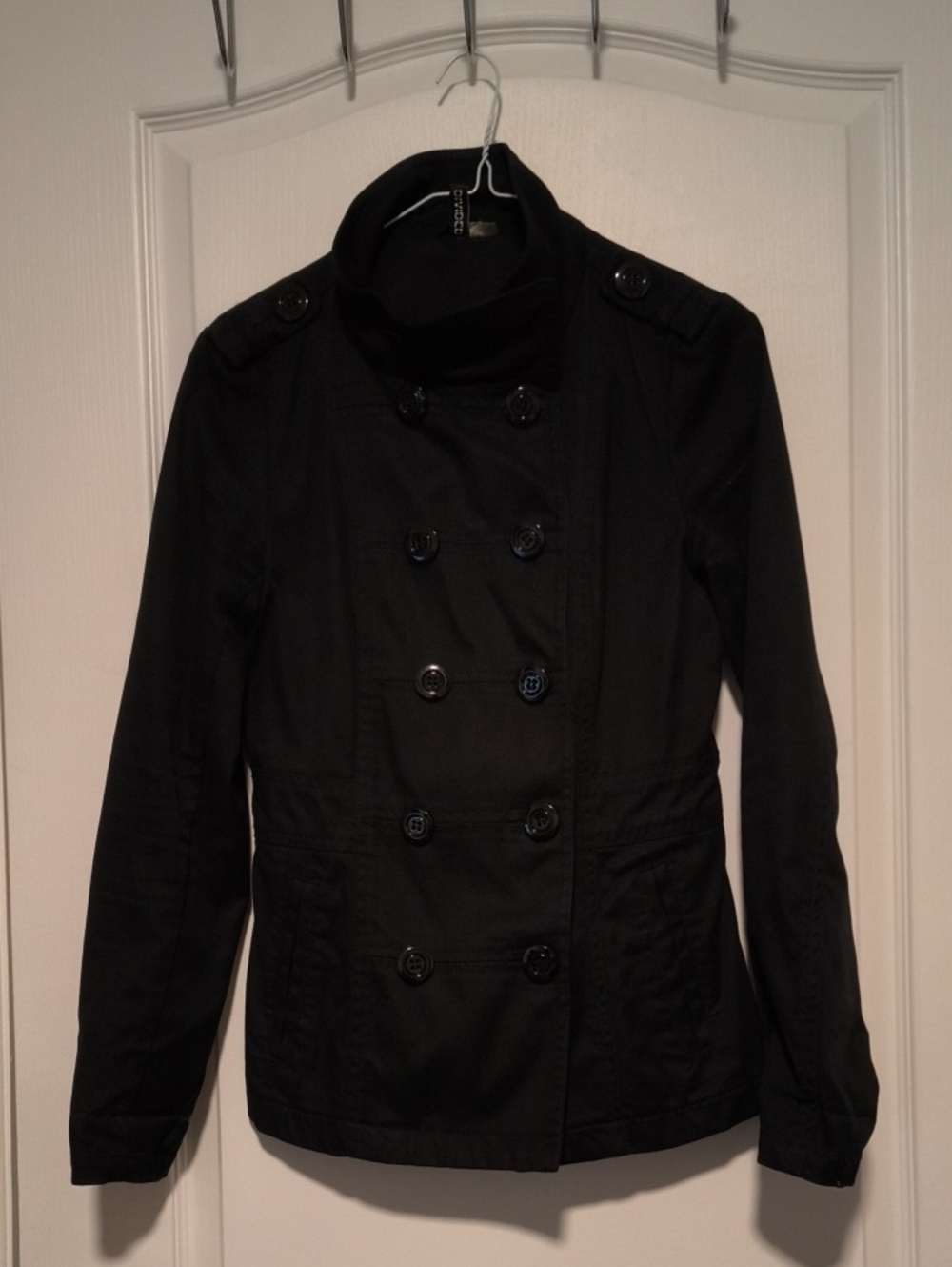 Divided Black Double-Breasted Pea Coat